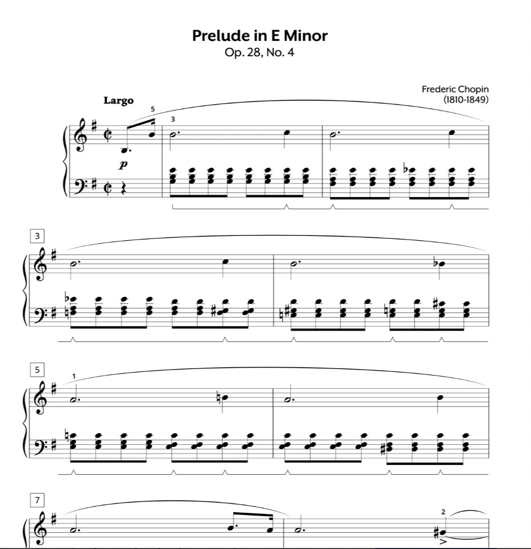 Partitura Chopin Prelude Op. 28, No. 4